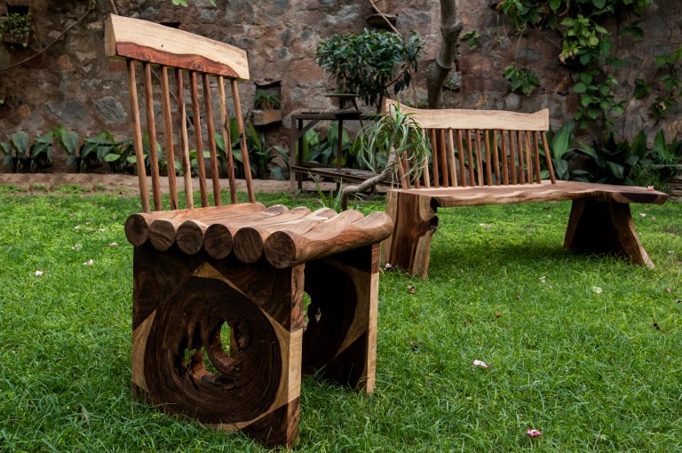 flinstone and dowel bench